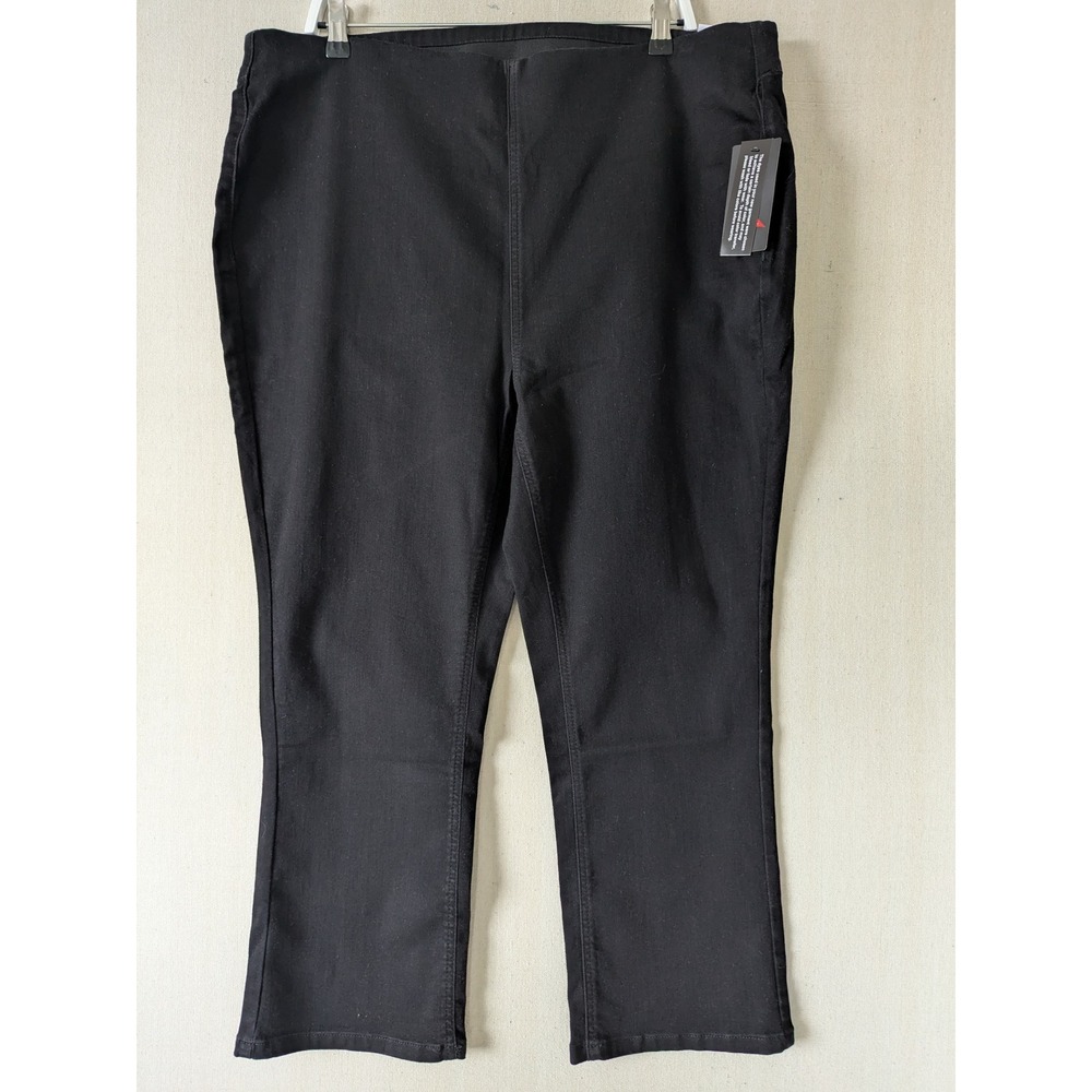 d&co. Signature Pull On Pants Womens 20W Black Cropped Stretch Lycra High Rise